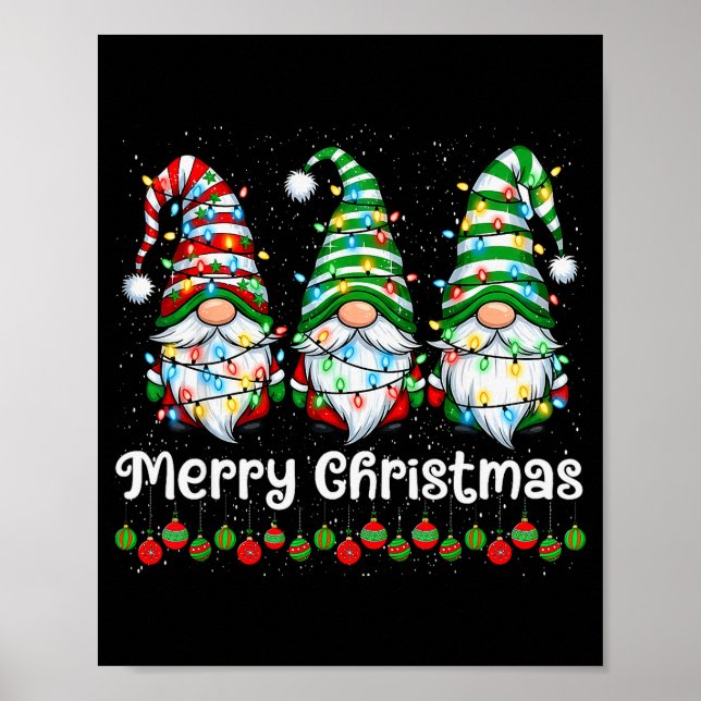Poster Merry Christmas Gnomes Light Family Gnome Xmas Mat (Frente)