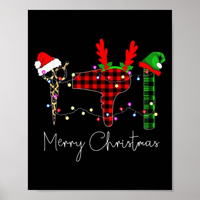 Poster Merry Christmas Hairstylist Funny Tool Hairdresser (Frente)