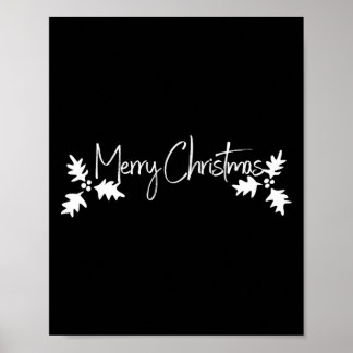 Poster Merry Christmas Handwriting Script With Holly
