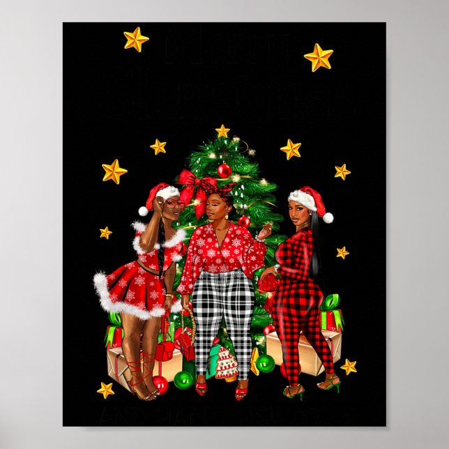 Poster Merry Christmas Happy New Year African American Bl (Frente)
