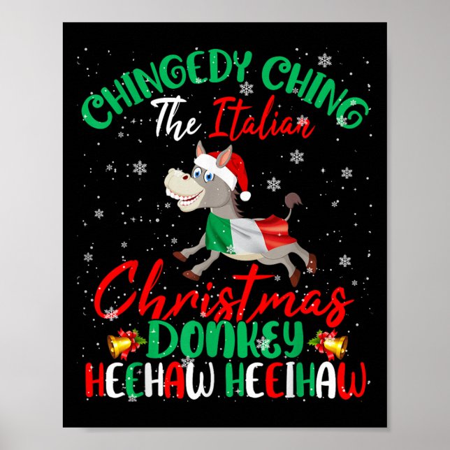 Poster Merry Christmas Italian Funny Italian Santa Heehaw (Frente)