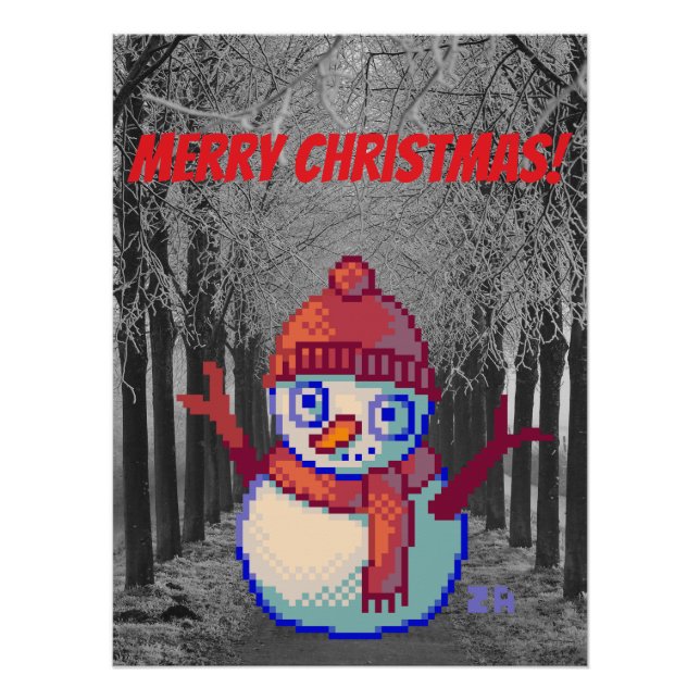 Pôster Merry Christmas, kerst, pixelart, Pixel Art (Frente)