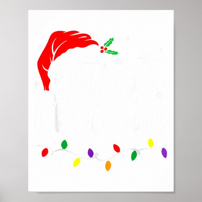 Poster Merry Christmas Lights Red Santa Hat Xmas Family M (Frente)