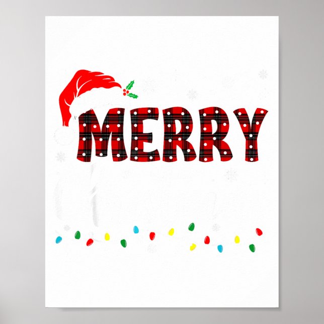 Poster Merry Christmas Lights Santa Hat Xmas Family Match (Frente)