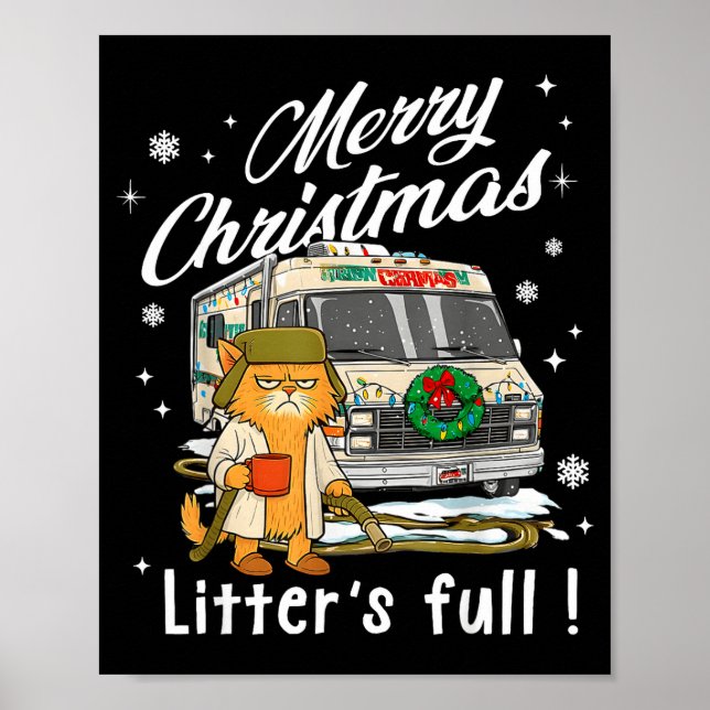 Poster Merry Christmas Litter’s Full Funny Cat Lover Sarc (Frente)