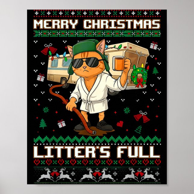 Poster Merry Christmas Litter's Full Funny Cat Ugly Xmas  (Frente)