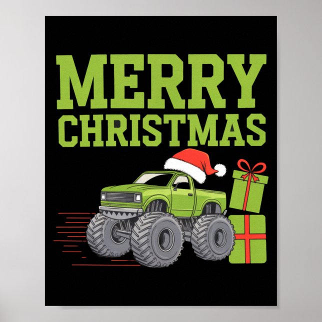 Poster Merry Christmas Monster Truck Toddler Boys Xmas  (Frente)