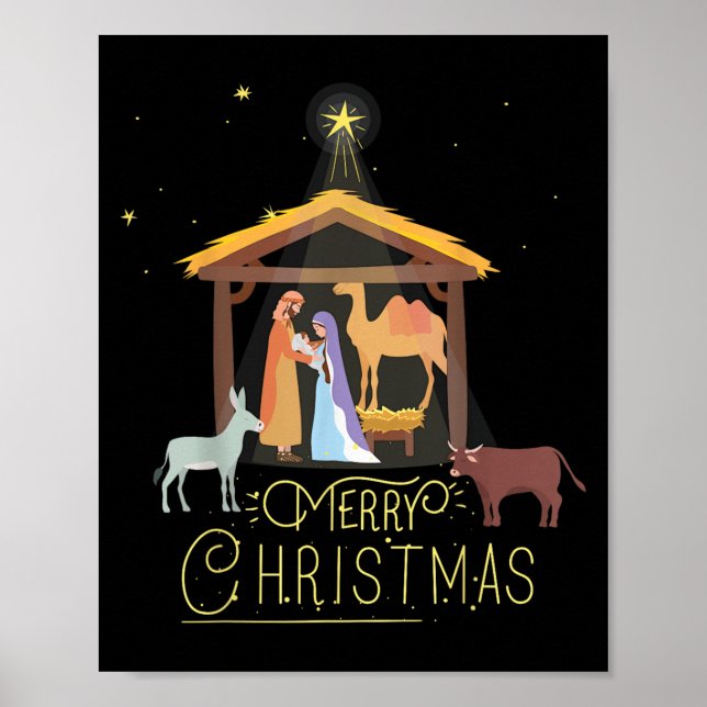 Poster Merry Christmas - Nativity Scene North Star - Baby (Frente)