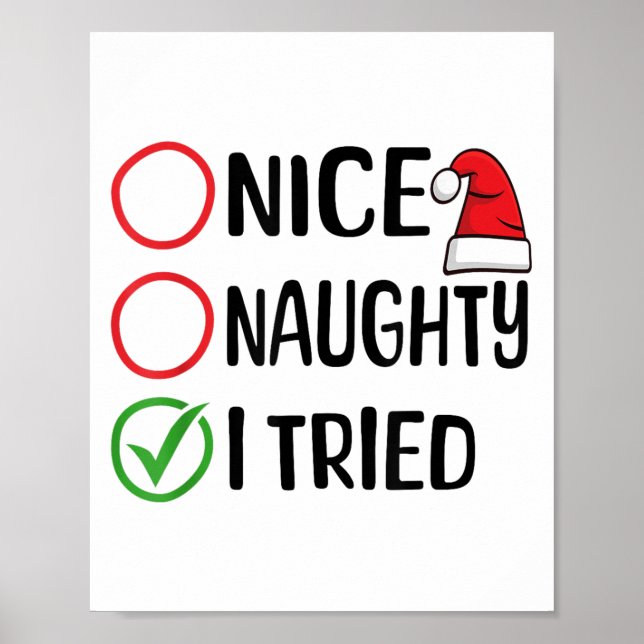 Poster Merry Christmas Nice Naughty I Tried Christmas Lis (Frente)