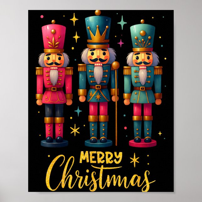 Poster Merry Christmas Nutcracker Ballet Dance Women Kids (Frente)