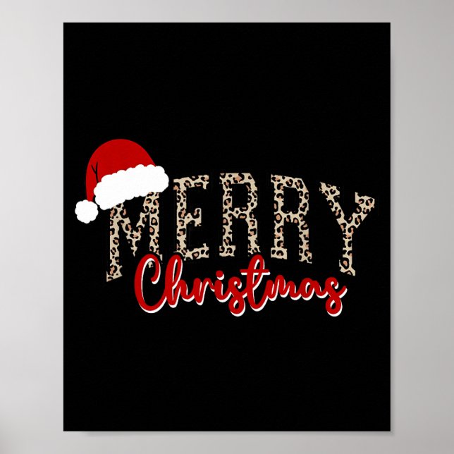 Poster Merry Christmas Pattern Xmas Leopard Family Cute W (Frente)