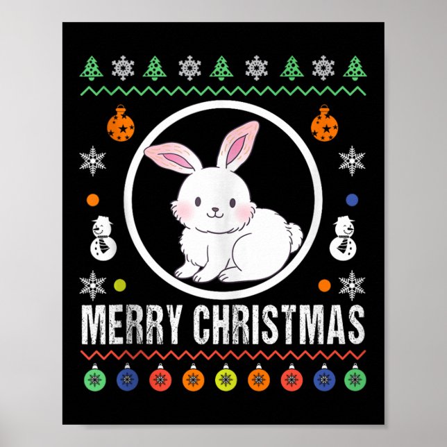Poster Merry Christmas Rabbit Ugly Sweater Xmas Knit Tank (Frente)