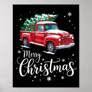 Poster Merry Christmas Red Truck Family Matching Christma