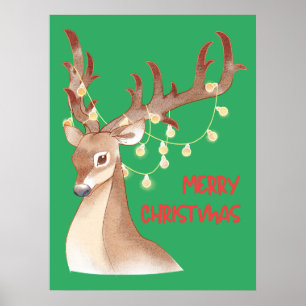 Poster Merry Christmas Reindeer