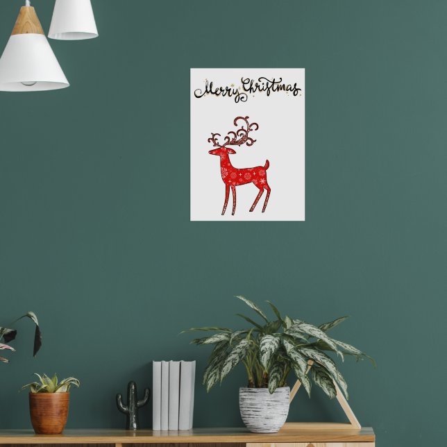 Poster Merry Christmas Reindeer Holiday T-Shirt Tote Bag (Sala de Estar 1)