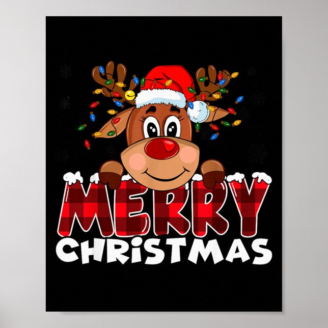 Poster Merry Christmas Reindeer Men Women Family Matching (Frente)