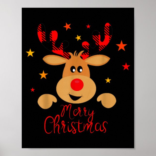 Poster Merry Christmas Reindeer Men Women Kids Matching R (Frente)