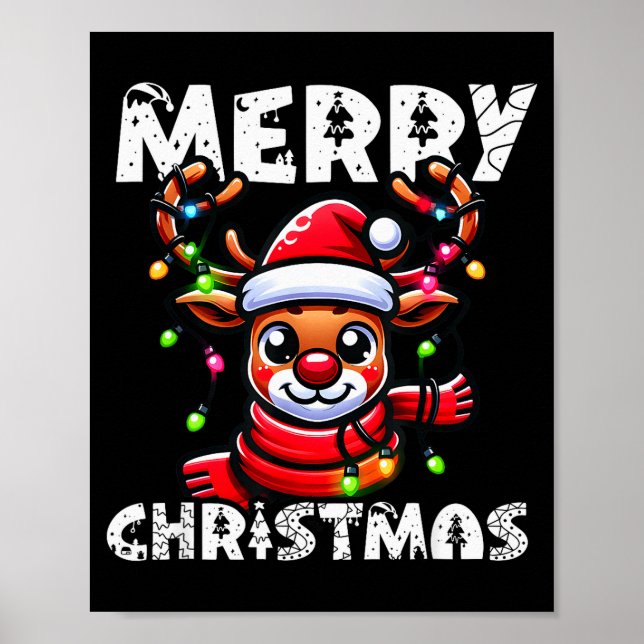 Poster Merry Christmas Reindeer Xmas Family Men Women 202 (Frente)