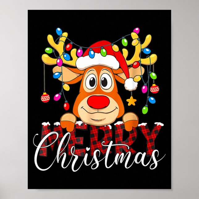 Poster Merry Christmas Reindeer Xmas Family Pajamas Buffa (Frente)