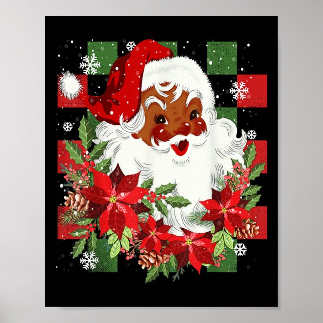 Poster Merry Christmas Santa Claus Black Afro African Ame (Frente)