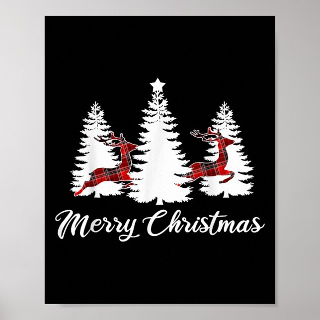 Poster Merry Christmas Shirt For Women Buffalo Plaid Rein (Frente)