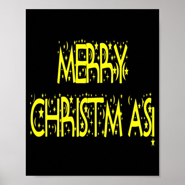 Poster Merry Christmas Starry Night Font Girls Boys  (Frente)