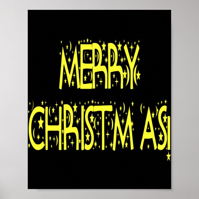Poster Merry Christmas Starry Night Font Girls Boys T Shi (Frente)