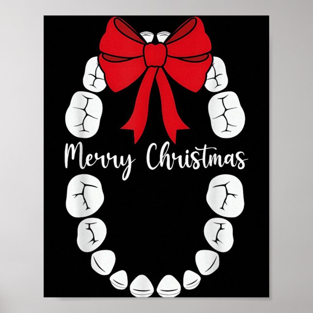 Poster Merry Christmas Teeth Wreath Dental Christmas Shir (Frente)