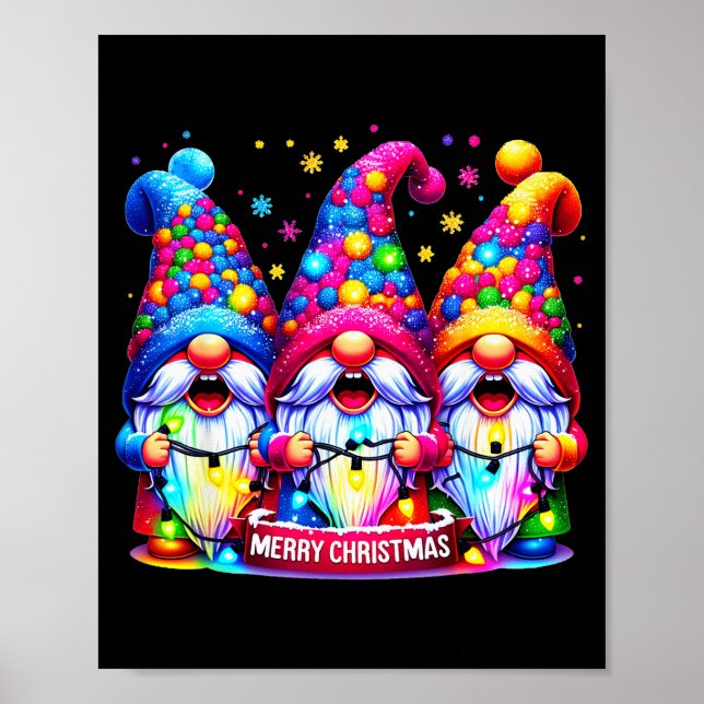 Poster Merry Christmas Three Gnomes Xmas Family Men Women (Frente)