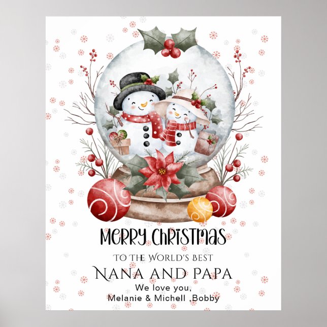 Poster Merry Christmas To The World's Best Grandparents  (Frente)