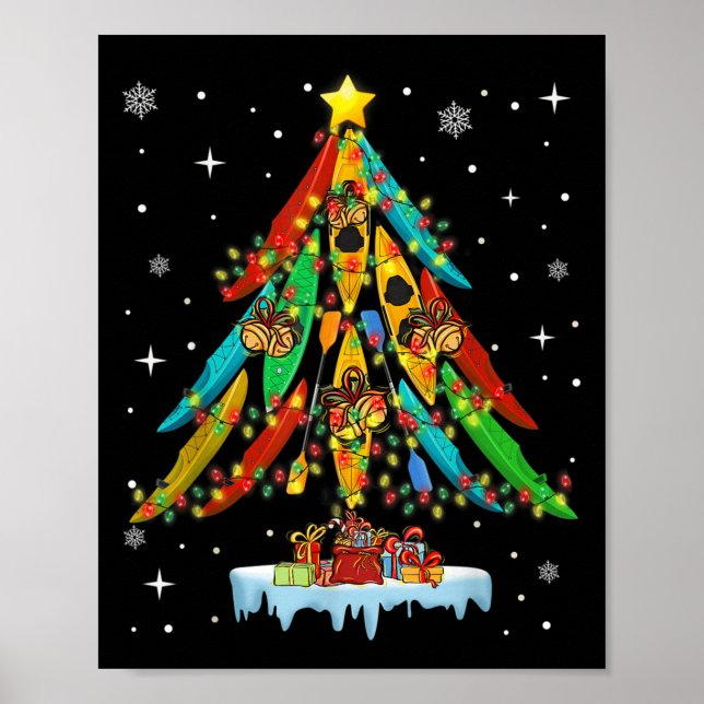 Poster Merry Christmas Tree Kayak Kayaking - Uni-adults,  (Frente)