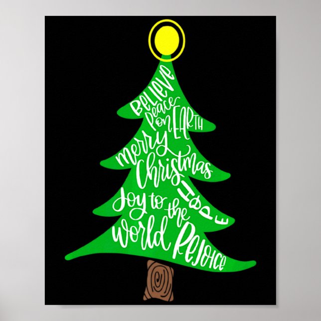 Poster Merry Christmas Tree Tygraphy For Men Women Kid  (Frente)