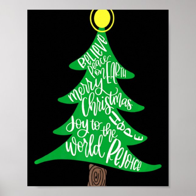 Poster Merry Christmas Tree Tygraphy For Men Women Kid T  (Frente)