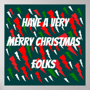 POSTER MERRY CHRISTMAS VERMELHO VERDE VERDE TEXTO BRANCO