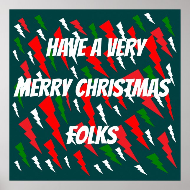 POSTER MERRY CHRISTMAS VERMELHO VERDE VERDE TEXTO BRANCO (Frente)