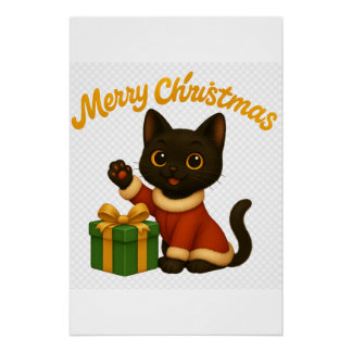 Pôster Merry Christmas with Emi the Black Cat