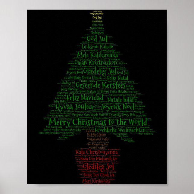 Poster Merry Christmas World Languages Word Tree  (Frente)