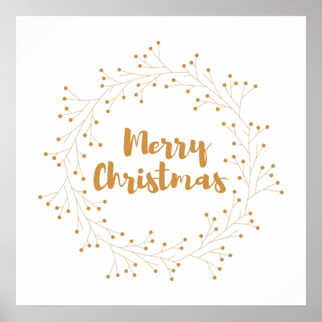 Poster Merry Christmas wreath - golden (Frente)