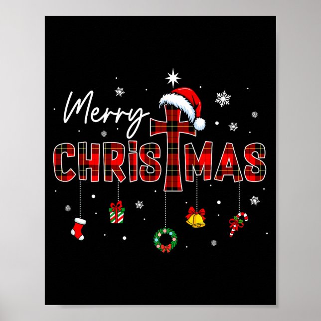 Poster Merry Christmas Xmas Christian Jesus Holiday Famil (Frente)