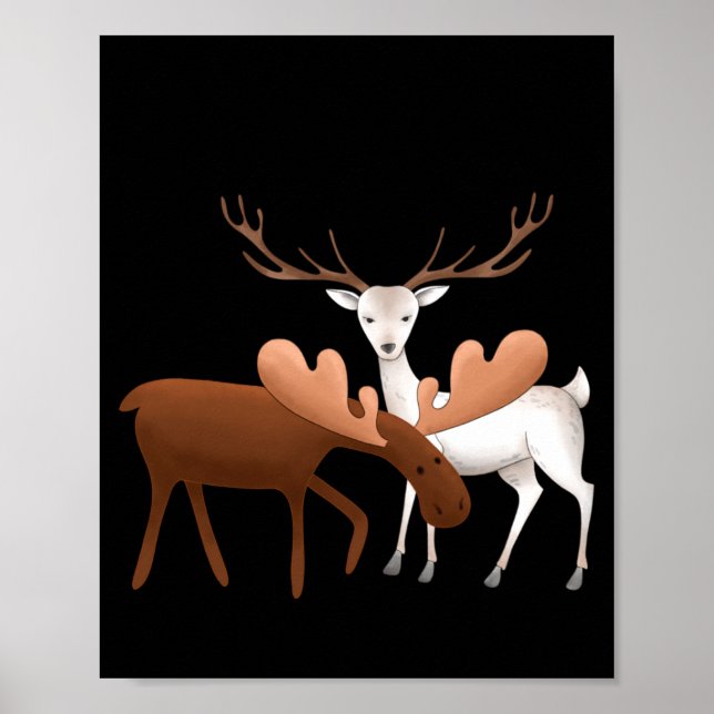 Poster Merry Christmoose Happy New Deer T Shirt  (Frente)