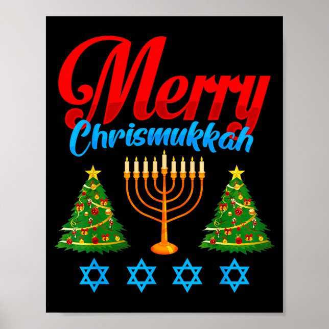 Poster Merry Christmukkah Jewish Xmas Christmas Hanukkah  (Frente)