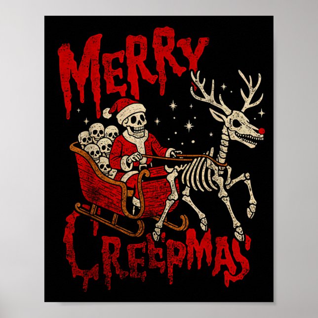 Poster Merry Creepmas Skeleton Creepy Christmas Goth Holi (Frente)
