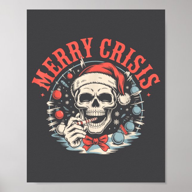 Poster Merry Crisis Dark Humor Sarcastic Christmas Goth P (Frente)