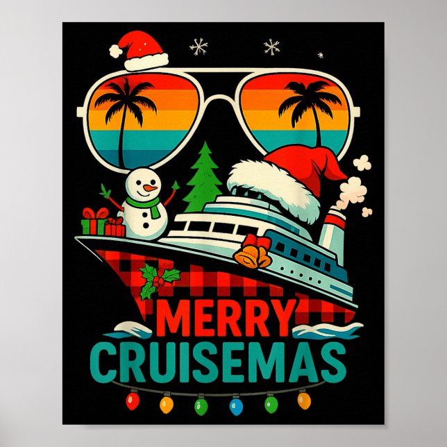 Poster Merry Cruisemas 2025 Christmas Santa Snowman Funny (Frente)