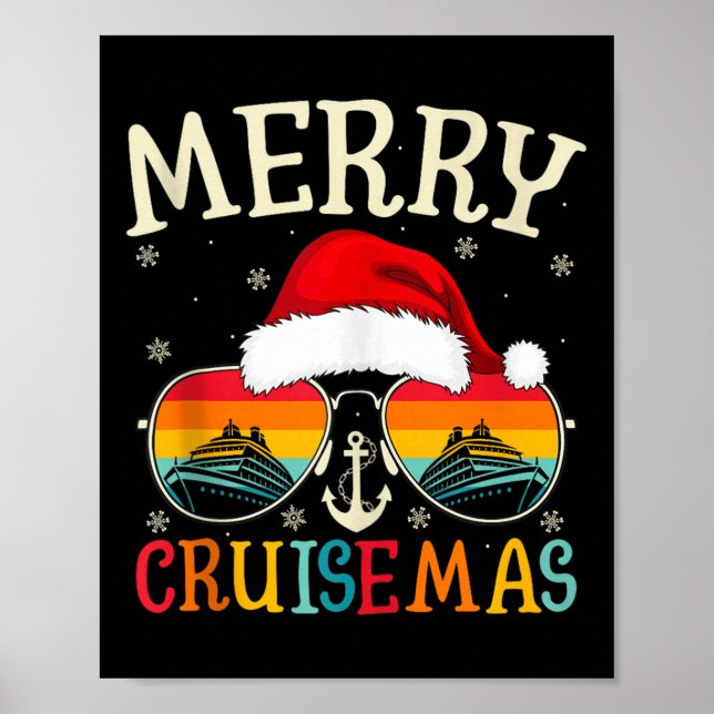 Poster Merry Cruisemas Cruise Ship Vacation Cruising Chri (Frente)