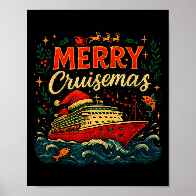 Poster Merry Cruisemas Funny Christmas Cruise Vacation  (Frente)