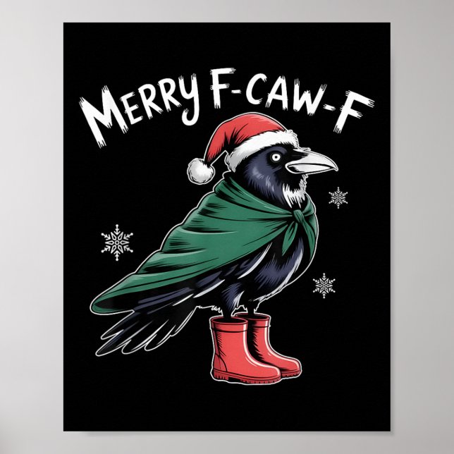 Poster Merry F-caw-f Crow, Black Bird Christmas, Christma (Frente)