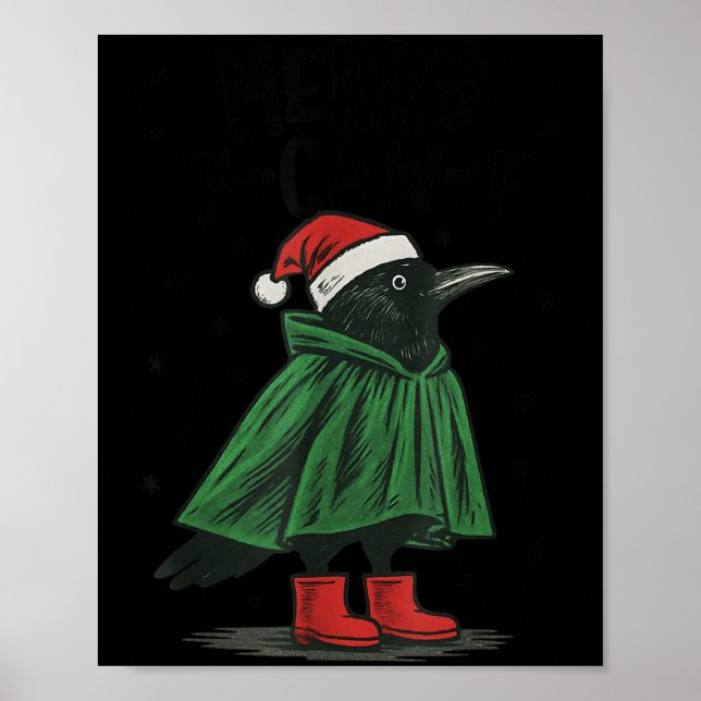 Poster Merry F-caw-f Funny Christmas Black Crow Merry Xma (Frente)