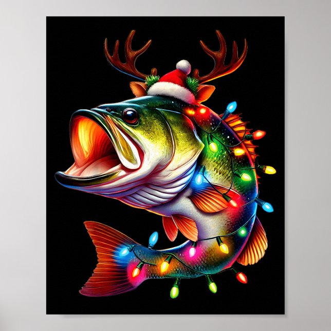Poster Merry Fishmas Santa Fishing Lovers Funny Fisherman (Frente)