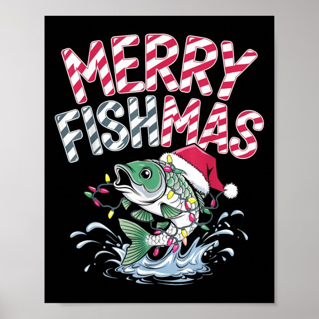 Poster Merry Fishmas Santa Fishing Lovers Funny Fisherman (Frente)